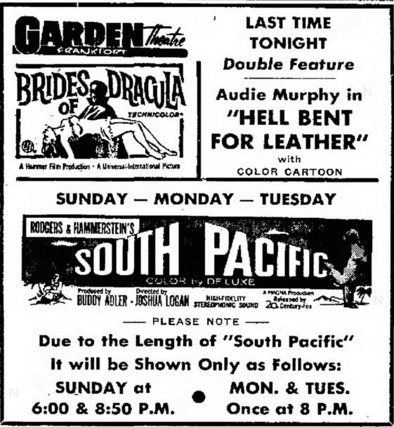 Garden Theatre - Sept 24 1960 Ad (newer photo)